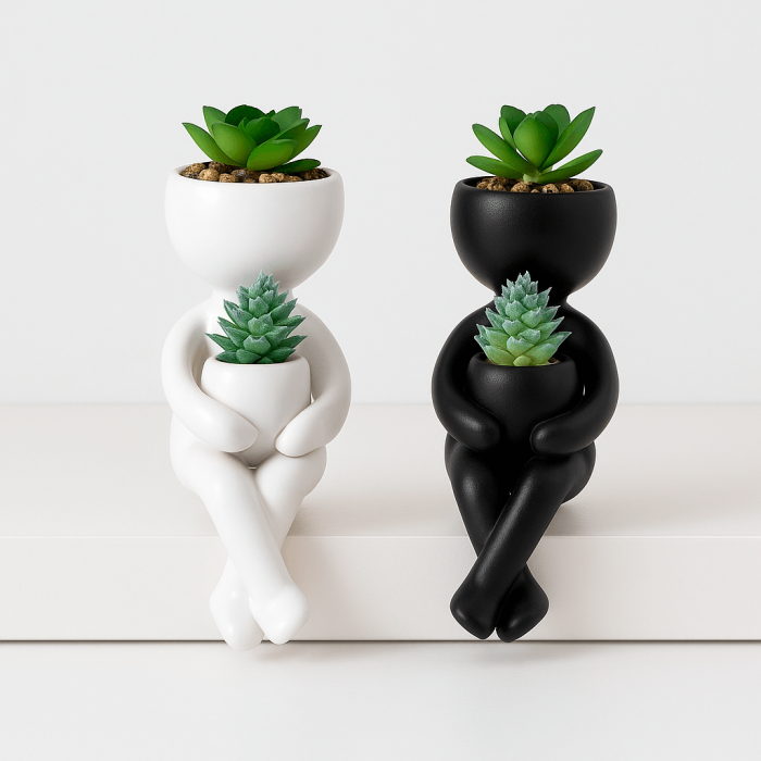 MACETA DECO MINIMALISTA | BLANCO Y NEGRO