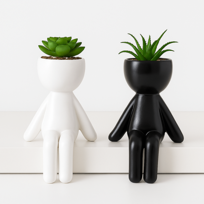 MACETA DECO MINIMALISTA | BLANCO Y NEGRO