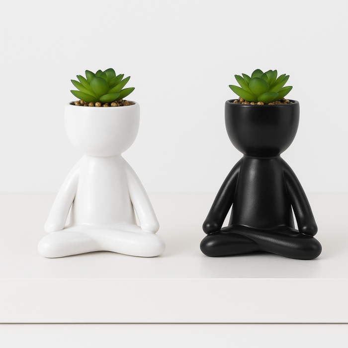 MACETA DECO MINIMALISTA | BLANCO Y NEGRO