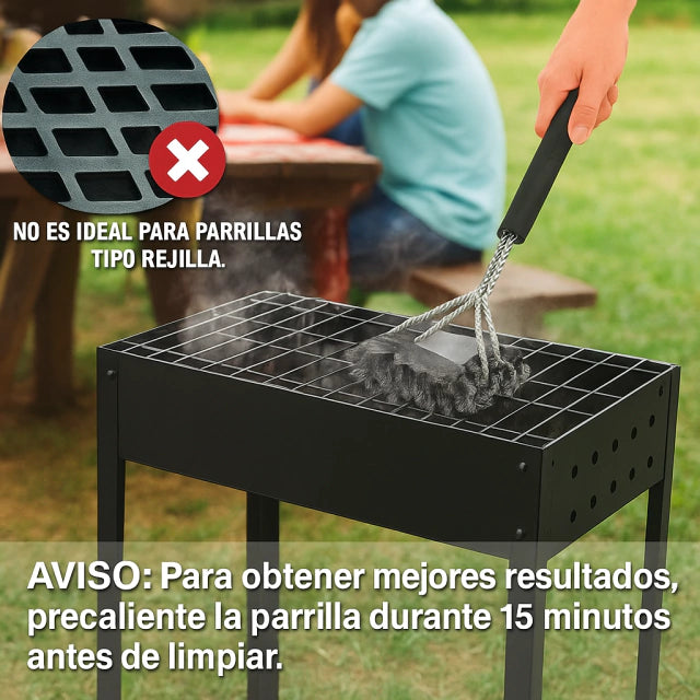 CEPILLO DE ACERO INOXIDABLE PARA PARRILLA  – LIMPIEZA PROFUNDA