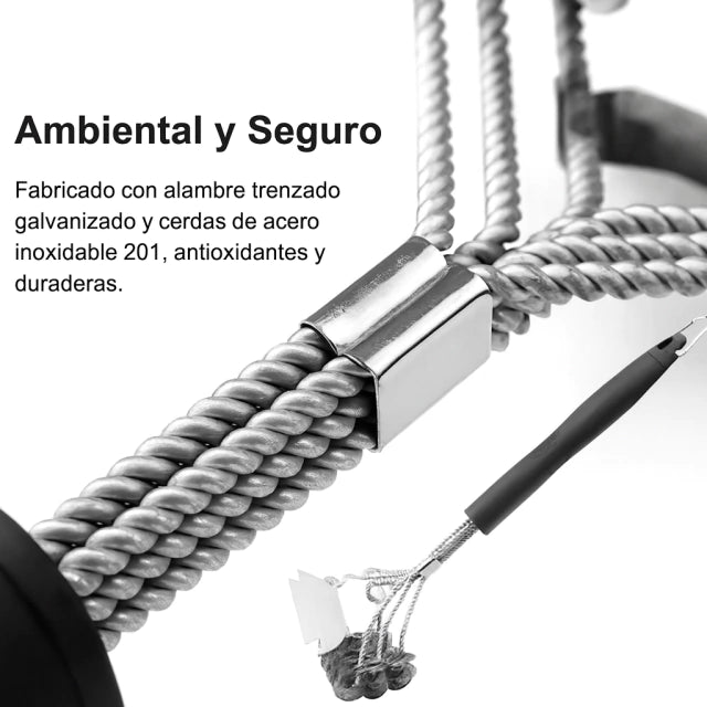CEPILLO DE ACERO INOXIDABLE PARA PARRILLA  – LIMPIEZA PROFUNDA