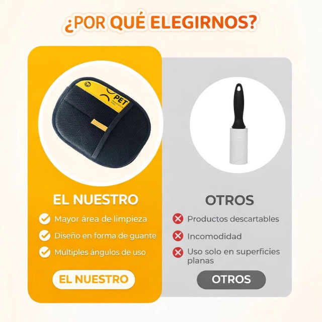 GUANTE LIMPIADOR ELECTROESTÁTICO - ROPA, SOFA Y MASCOTAS